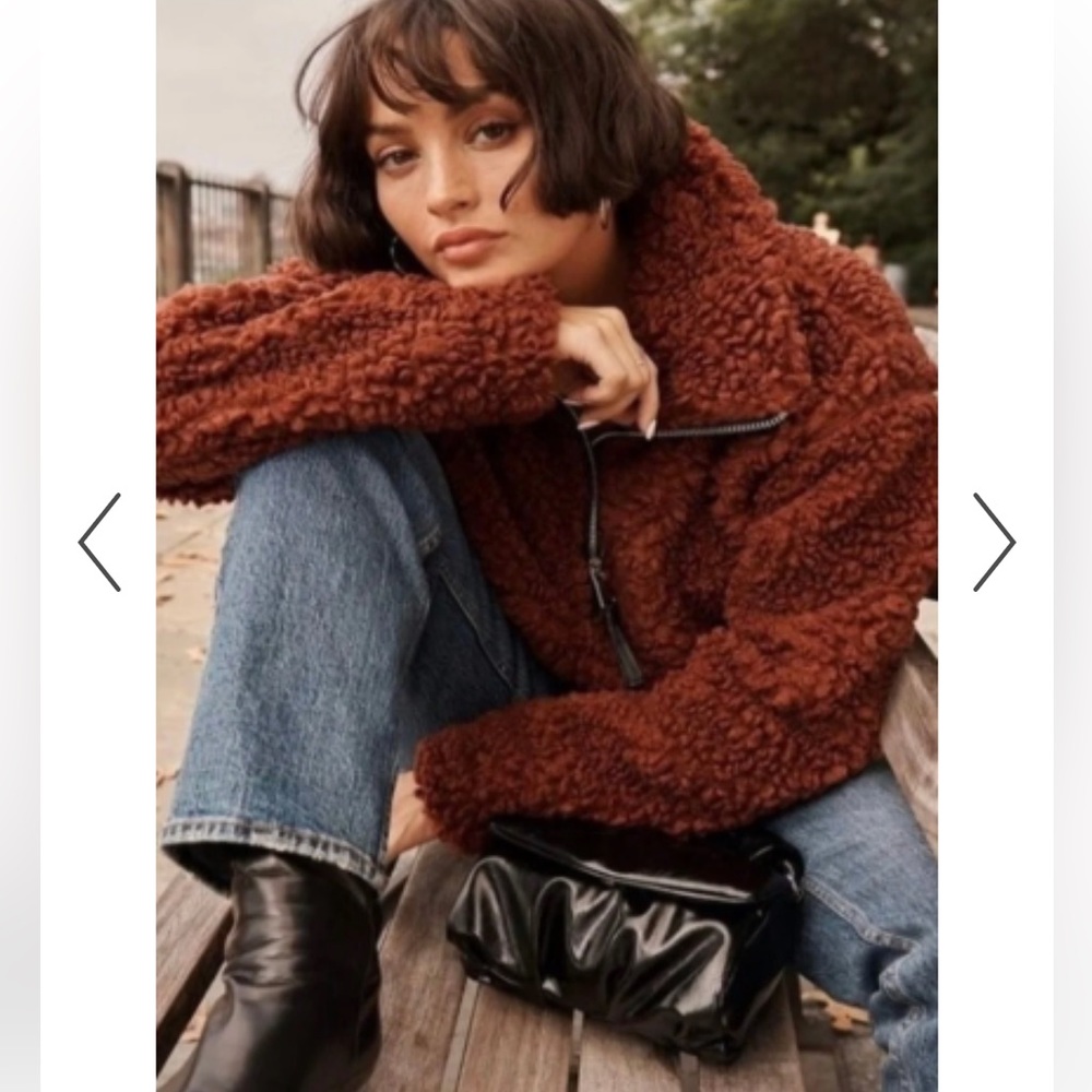 Abercrombie & Fitch cinched curley drama sherpa jacket pullover - small NWT